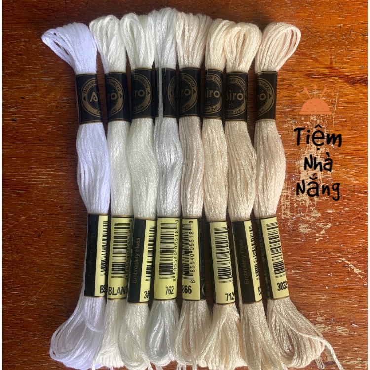 Set chỉ thêu Airo tone màu trắng kem