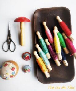 Thanh cuộn chỉ thêu, sợi bằng gỗ